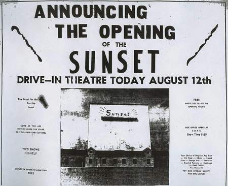Sunset Drive-In Theatre - Old Ad (newer photo)